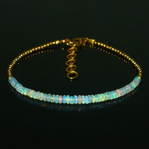AAA+ Natural Ethiopian Opal Bracelet, Welo Opal Bracelet, Opal Stone Beads, Opal Beaded Bracelet, Ethiopian Fire Opal Bracelet 7 inches