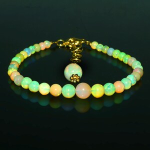 Natural Ethiopian Fire Opal Beaded Bracelet (7 Inch)