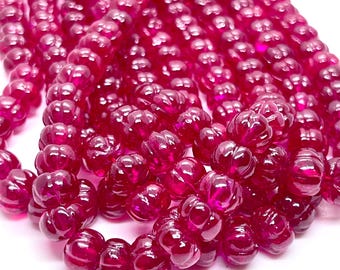Extrem seltene Rubin Corundum Melon Perlen Halskette Rubin Hand geschnitzte Perlen Rubin Kürbis Form Perlen Halskette Rubin Edelstein Perle machen Schmuck