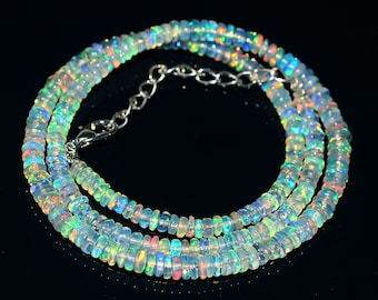 Fire Opal Necklace, Natural Ethiopian Opal, Welo Opal Beads, Ethiopian Opal Beads, Opal Beaded Necklace, Opal Stone Necklace, 16 Inch Beads