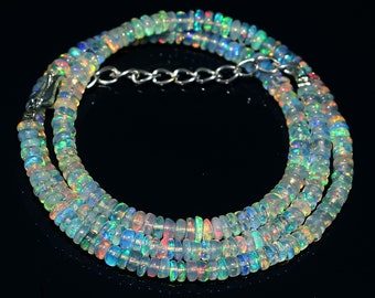 Fire Opal Necklace, Natural Ethiopian Opal, Welo Opal Beads, Ethiopian Opal Beads, Opal Beaded Necklace, Opal Stone Necklace, 16 Inch Beads