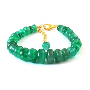 Natural Zambian Smooth Rondelle Emerald Beads 6 -15 MM Rondelle Beads Bracelet Gemstone Beautiful Emerald Beads Bracelet