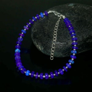 AAA+ Natural Ethiopian Opal Bracelet, Welo Opal Bracelet, Purple Opal Bracelet, Opal Beaded Bracelet, Ethiopian Fire Opal Bracelet 7 inches