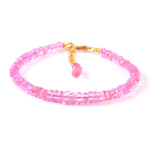 AAA+++Rare Pink Sapphire Rare Pink Sapphire Bracelet Gemstone Faceted Rondelle 4-5 MM Sapphire Beads 7 Inch Making Jewelry