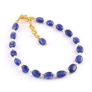 Blue Sapphire Bracelet, Natural Sapphire Bracelet, Sapphire Oval Beads, Sapphire Bracelet, Sapphire Beaded Bracelet, Oval Beads Bracelet