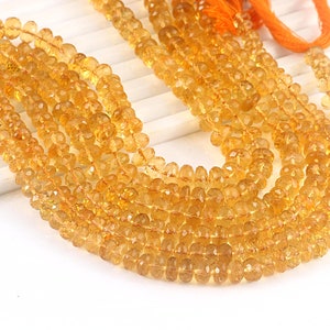 AA + Qualität Natürliche Gelbe Citrin Facettierte Perlen 6/7 mm Citrin Rondelle Facettierte Perlen Natürliche Citrin Edelstein Perlen 8mm Seltene Citrin Perlen
