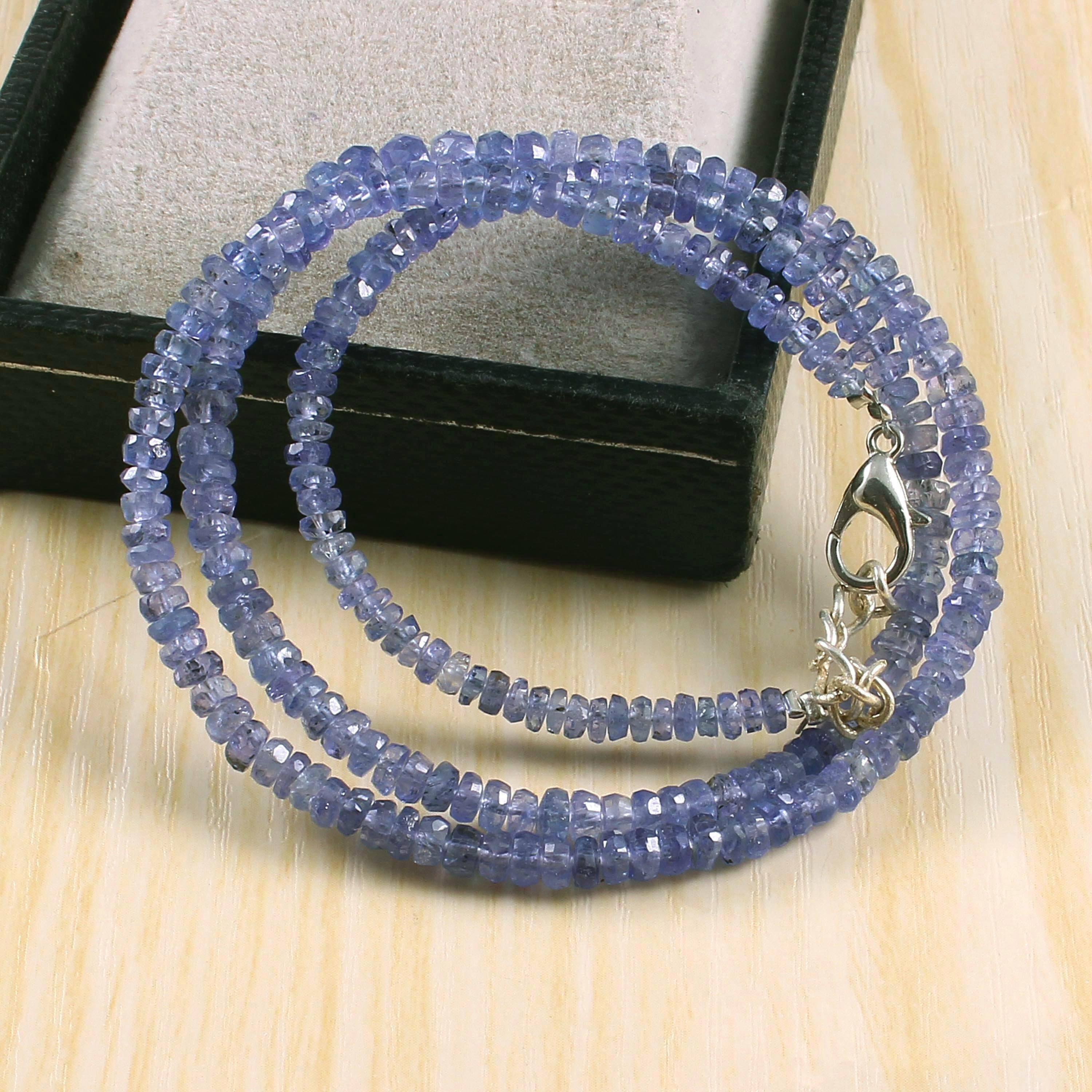 Natural Tanzanite Faceted Beads Necklace Tanzanite Gemstone Etsy UK