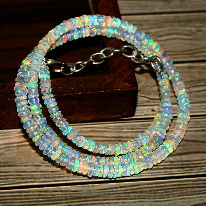 AAA Natural Black Ethiopian opal Rondelle Beads Necklace 3-5 MM Size Fire Opal Beads Welo Opal Beads Black Opal Beads 16INCH