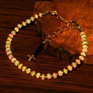 Opal Armband !! Äthiopische Opal Armband | Opal zierliches Armband | Oktober Geburtsstein Armband | Opal Perlen Armband | Feueropal Armband