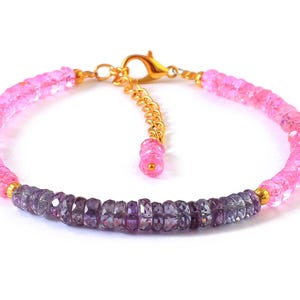 AAA+++Rare Alexandrite Beads Rare Pink Sapphire Bracelet Gemstone Faceted Rondelle 4-5 MM Sapphire Beads 7 Inch Making Jewelry