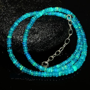 OPAL STONE NECKLACE !! Ethiopian Opal Beads, Natural Ethiopian Opal Necklace, Opal Beaded Necklace, Paraiba Opal Beads, Fire Opal Necklace