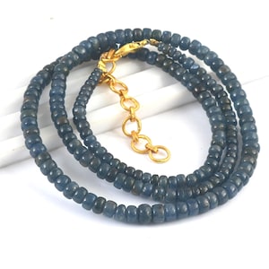 AAA++ Blue Sapphire Smooth Rondelle Beads Natural Blue Sapphire Beads Royal Blue Sapphire Necklace Rare Blue Burmese Sapphire