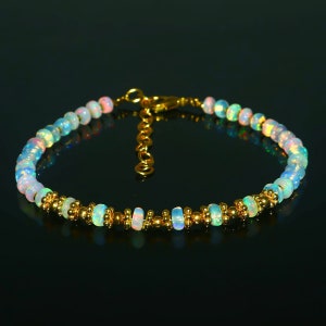 AAA+ Natural Ethiopian Opal Bracelet, Welo Opal Bracelet, Opal Stone Beads, Opal Beaded Bracelet, Ethiopian Fire Opal Bracelet 7 inches