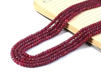 AAAA + QUALITÄT-Rubin Korund Perlen Rubin Facettierte Perlen Rubin 4 Stand Necklc Edelstein Perlen Schmuck machen.