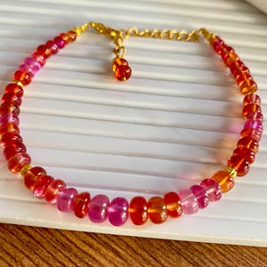 Padparadscha Sapphire Smooth Rondelle Beads Multi Yellow Orange Sapphire Gemstone Beads Sparkle Sapphire Beads Bracelet 7 Inch