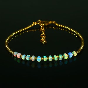 Opal Natural Ethiopian Fire Opal  Bead Opal Bracelet 6 Inch Opal Gemstone