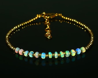 Opal Natural Ethiopian Fire Opal  Bead Opal Bracelet 6 Inch Opal Gemstone