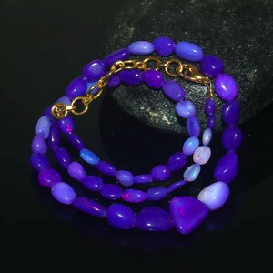 Natural Ethiopian Purple Opal Necklace, Fire Opal Necklace, Opal Beaded Necklace, Opal Nuggets Beads, Welo Opal Gifted Jewelry, 16 inches