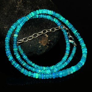 OPAL STONE NECKLACE !! Ethiopian Opal Beads, Natural Ethiopian Opal Necklace, Opal Beaded Necklace, Paraiba Opal Beads, Fire Opal Necklace