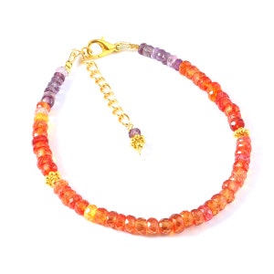 Padparadscha Sapphire Beads Pinkish Orange Sapphire Gemstone Faceted Padparadscha & Alexandrite Beads Sapphire Beads Bracelet