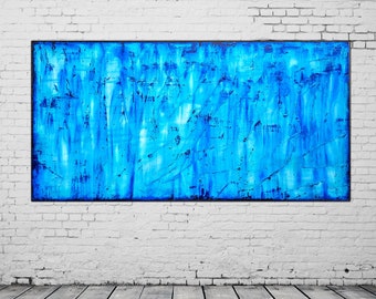 Blue Dreams - Obra de arte azul extra grande sobre lienzo - Arte abstracto del paisaje marino