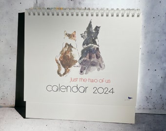 Calendar 2024, Cat and Dog Calendar, Watercolor Calendar, Cat Calendar, Dog Calendar, Fun Calendar , Art Calendar, Charity Calendar