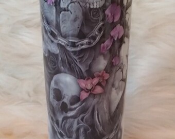 Skull 20oz skinny tumbler- includes lid/straw