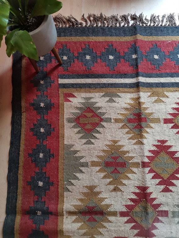 Handwoven Jute Kilim Rug 5x8 Ft Etsy