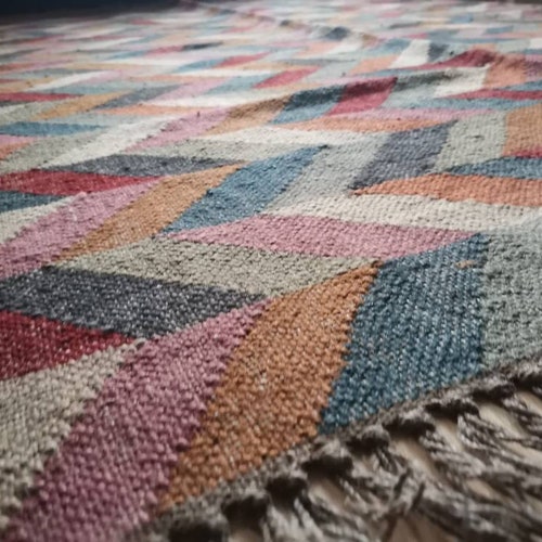 Handwoven Wool Jute Kilim Rug Wool Jute Rug Kilim Jute Rug Etsy