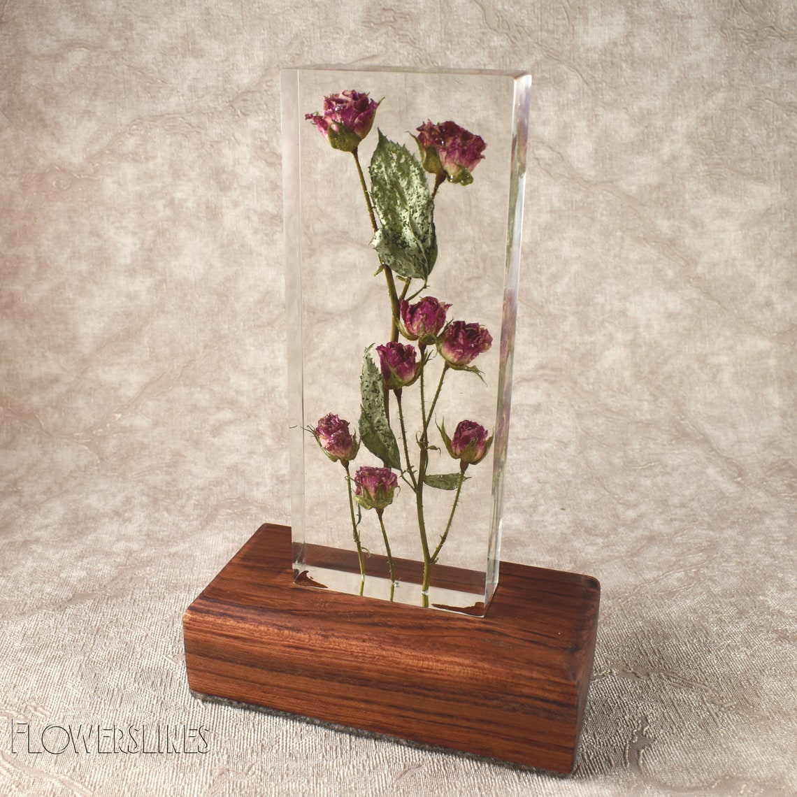 Red Roses in Epoxy Resin Decor Bouquet Bubingo Wood Base Etsy