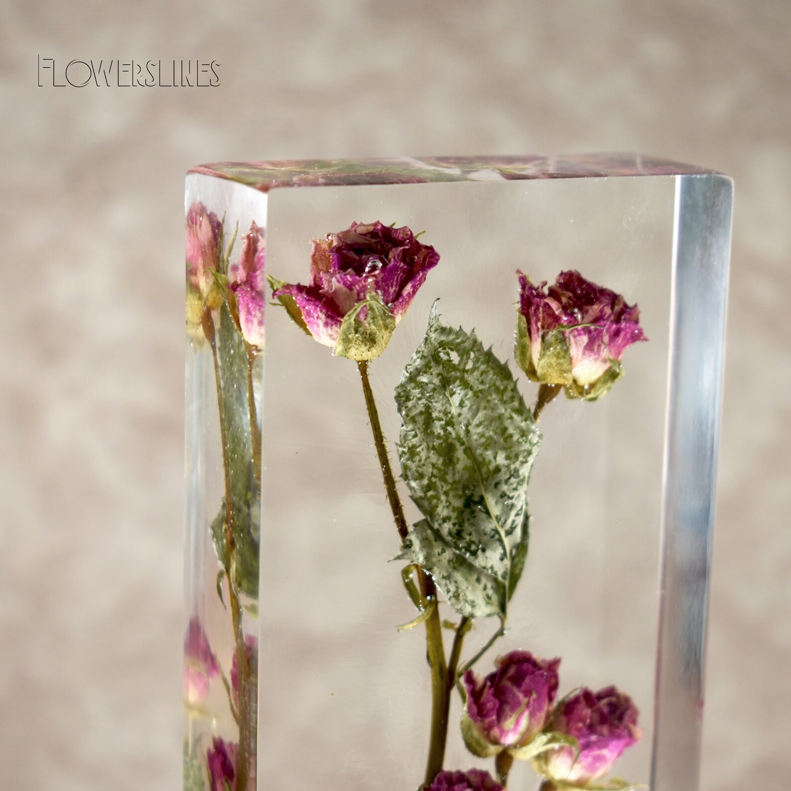 Red Roses in Epoxy Resin Decor Bouquet Bubingo Wood Base Etsy