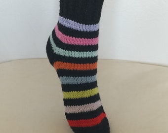 Multicolor cashmere socks  ,  hand knitted bed slippers , made in France