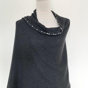 Grey anthracite cashmere wrap , luxury cashmere scarf, travel gift