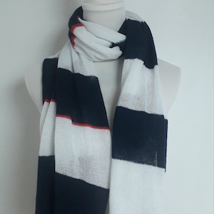 Pure cashmere unisex scarf from France , blue white red