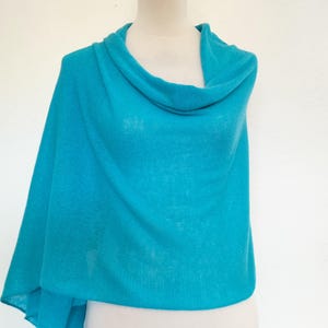Cashmere shawl, lightweight cashmere scarf,  blue shawl women,  made in France