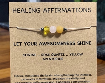 Crystal Healing bracelets/anklets/necklace positive affirmation Shamballa