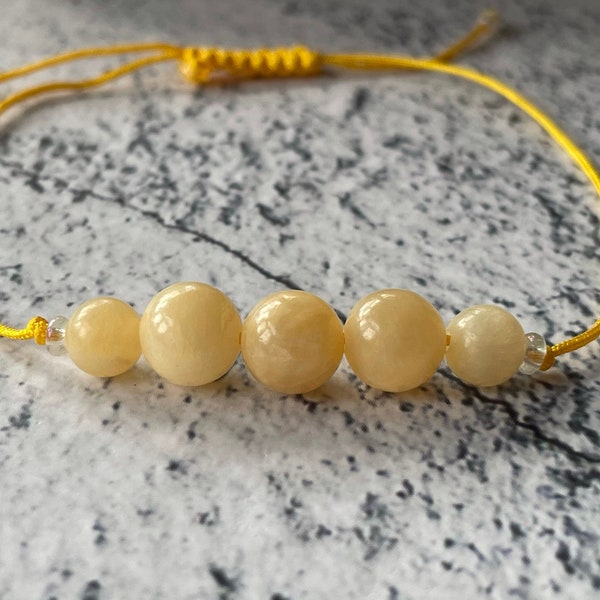 Yellow jade bracelet/anklet/necklace yellow gemstone, Crystal Healing, adjustable