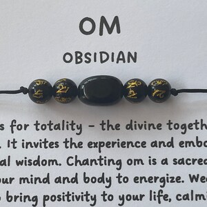 OBSIDIAN with OM protection bracelet crystal healing