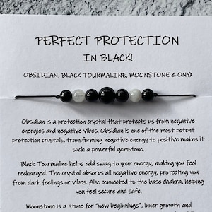 TOURMALINE OBSIDIAN PROTECTION Onyx Moonstone/Amethyst bracelet, necklace, anklet Stretch option