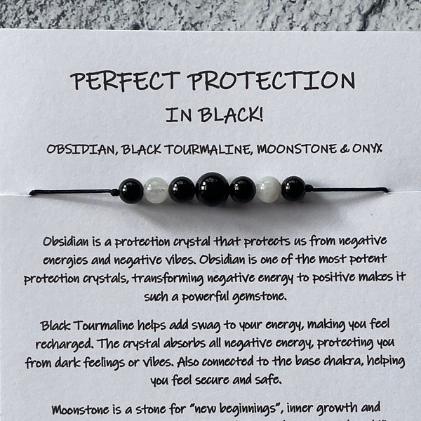 TOURMALINE OBSIDIAN PROTECTION Onyx Moonstone/Amethyst bracelet, necklace, anklet