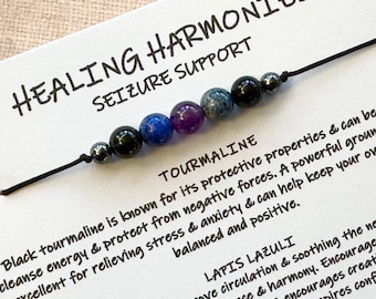 SEIZURE SUPPORT emotional Healing crystal bracelet/anklet/necklace Essential oil roller option