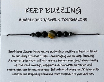 BUMBLEBEE Jasper & TOURMALINE bracelet/anklet/necklace ESSENTIAL Oil Roller Option Crystal Healing