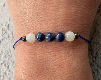 Lapis lazuli & moonstone bracelet/anklet/necklace crystal healing