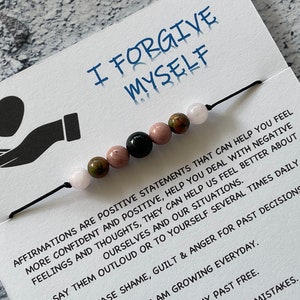 EU ME PERDOO Pulseira, tornozeleira ou colar de cura com afirmações positivas