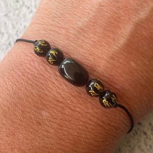 OBSIDIAN with OM protection bracelet crystal healing