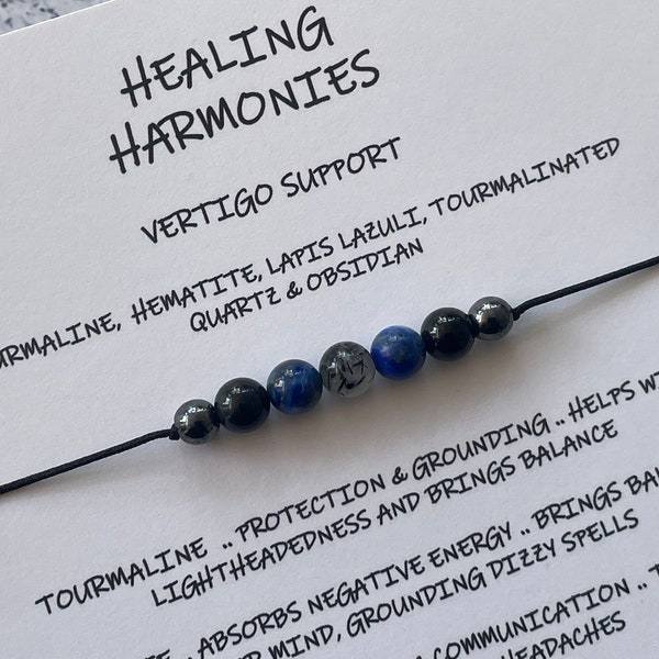 VERTIGO Support bracelet/anklet/necklace Crystal Healing/ESSENTIAL OIL Roller option