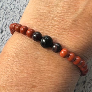 OCD Balance Armband/Fußkettchen/Halskette Turmalin, Roter Jaspis & Granat kristallheilkunde mit Stretch Option