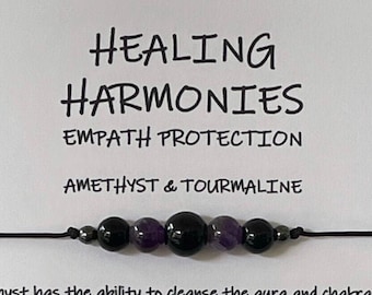 EMPATH PROTECTION Tourmaline & Amethyst bracelet, anklet, necklace  Healing Shamballa