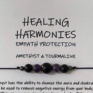 EMPATH PROTECTION Tourmaline & Amethyst bracelet, anklet, necklace  Healing Shamballa