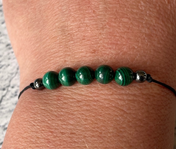 MALACHITE JEWELLERY bracelet/anklet/necklace crystal healing Shamballa